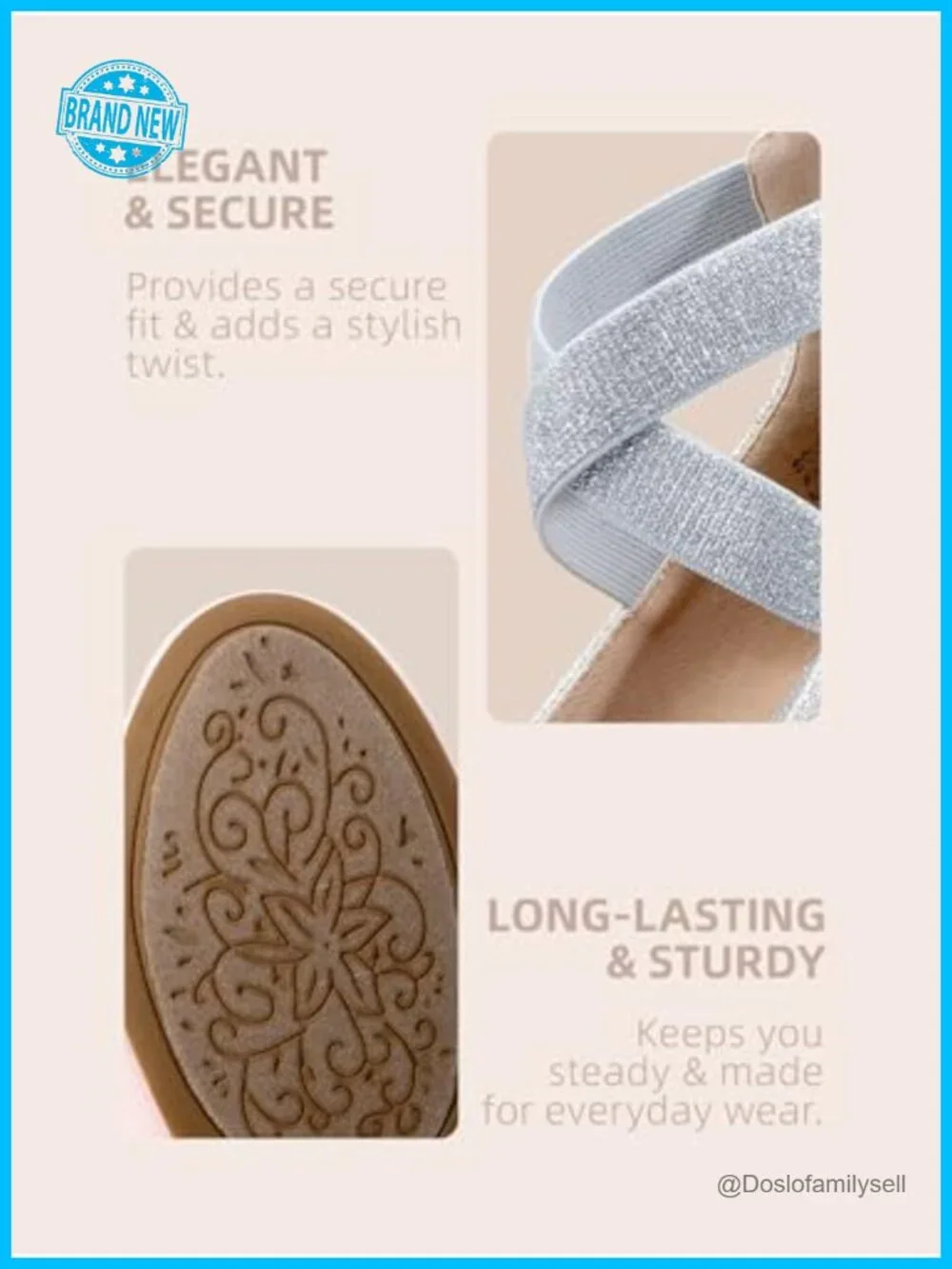 Ankle Strap Ballet Flats with Crossover Strap & Back Zipper